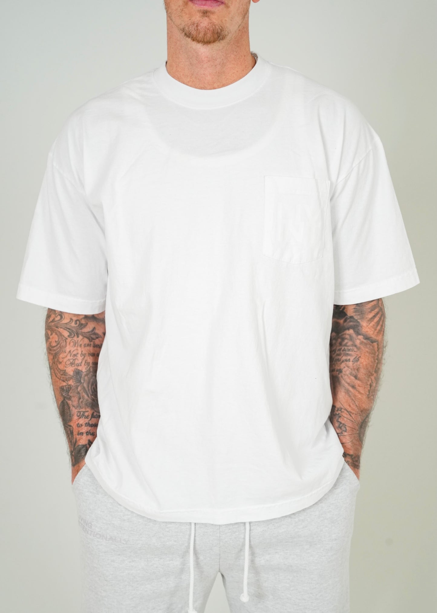 UNISEX SHORT SLEEVE TEE POCKET TEE (WHITE)
