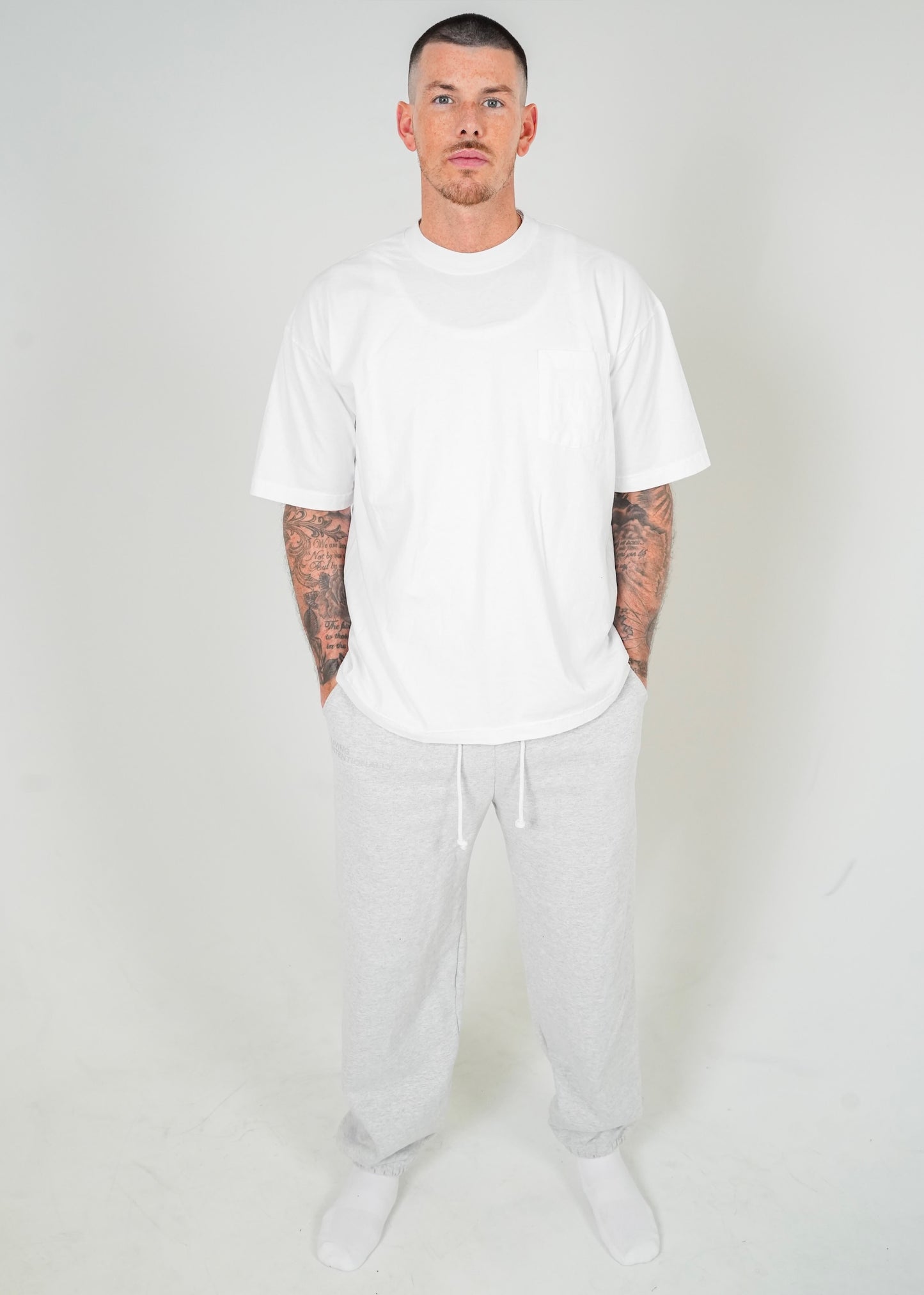 UNISEX SHORT SLEEVE TEE POCKET TEE (WHITE)