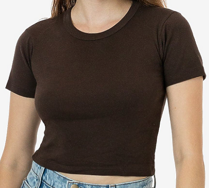 WOMENS CROP BABY TEE (CHOCOLATE)