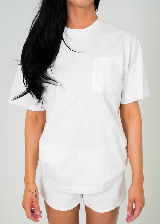 UNISEX SHORT SLEEVE TEE POCKET TEE (WHITE)