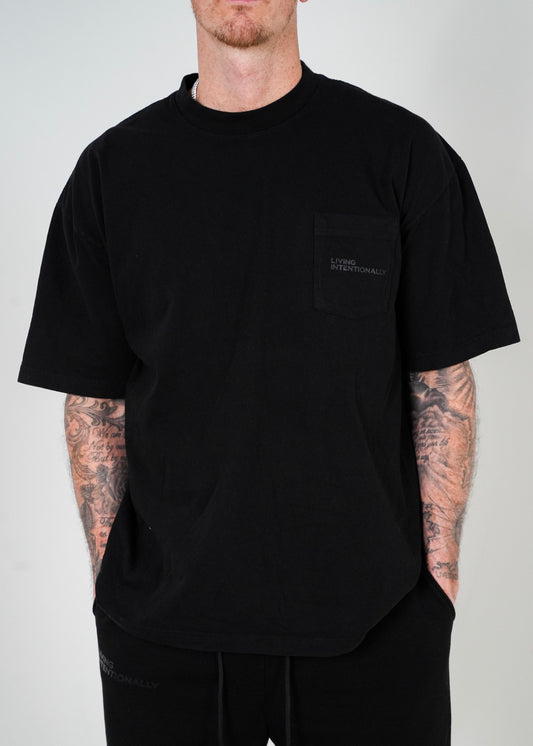 UNISEX SHORT SLEEVE TEE POCKET TEE (BLACK)